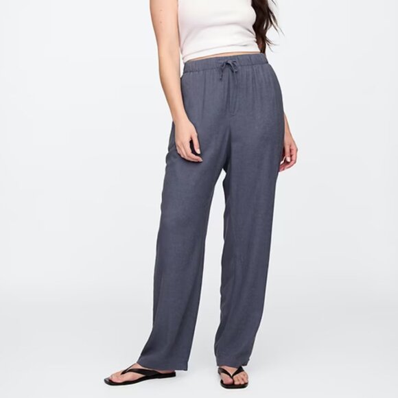 Gap Mid Rise Easy Linen-Blend Pants - Picture 1 of 4